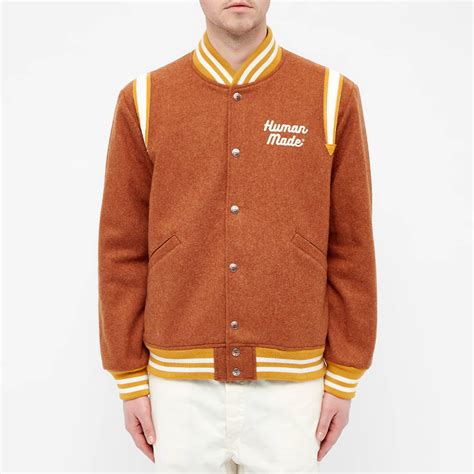 human made varsity jacket brown